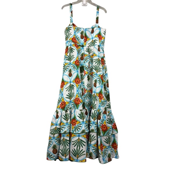 Borgo De Nor Linen Pineapple Palm Tree Printed Dani Dress - Picture 3 of 8